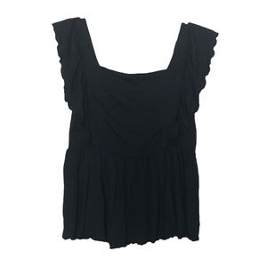 NWT URBAN OUTFITTERS | Black Ruffle Crossback Babydoll Peplum Shirt Top